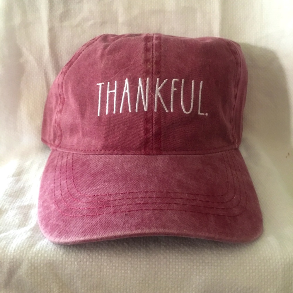 Thankful Embroidered Dusty Rose Baseball Cap - Women